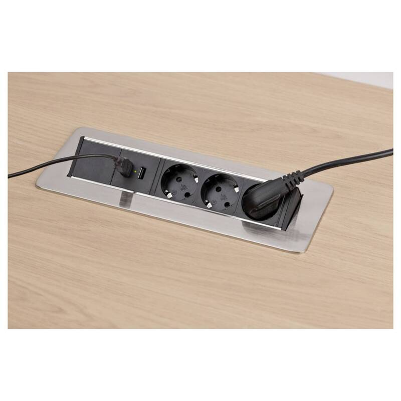 Brennenstuhl Tischsteckdose 3fach Silber Schwarz mit USB 2m Kabel 1396200113 - 4007123656660