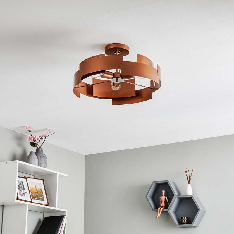 Deckenleuchte Tori kupfer Euluna 3-flammig dimmbar 28 cm hoch 48 cm Durchmesser - 4251911799934