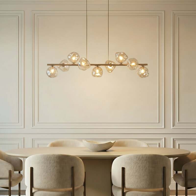 TK-Lighting Hängeleuchte Lava LED Pendelleuchte 9-flammig dimmbar beige 116x33cm - 5906135111107