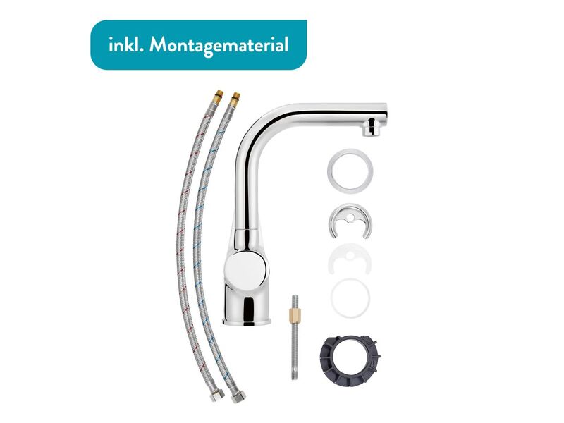 baliv Waschtischarmatur WT-5061 Chrom 360° schwenkbar Waschbeckenarmatur Armatur - 4007874102744