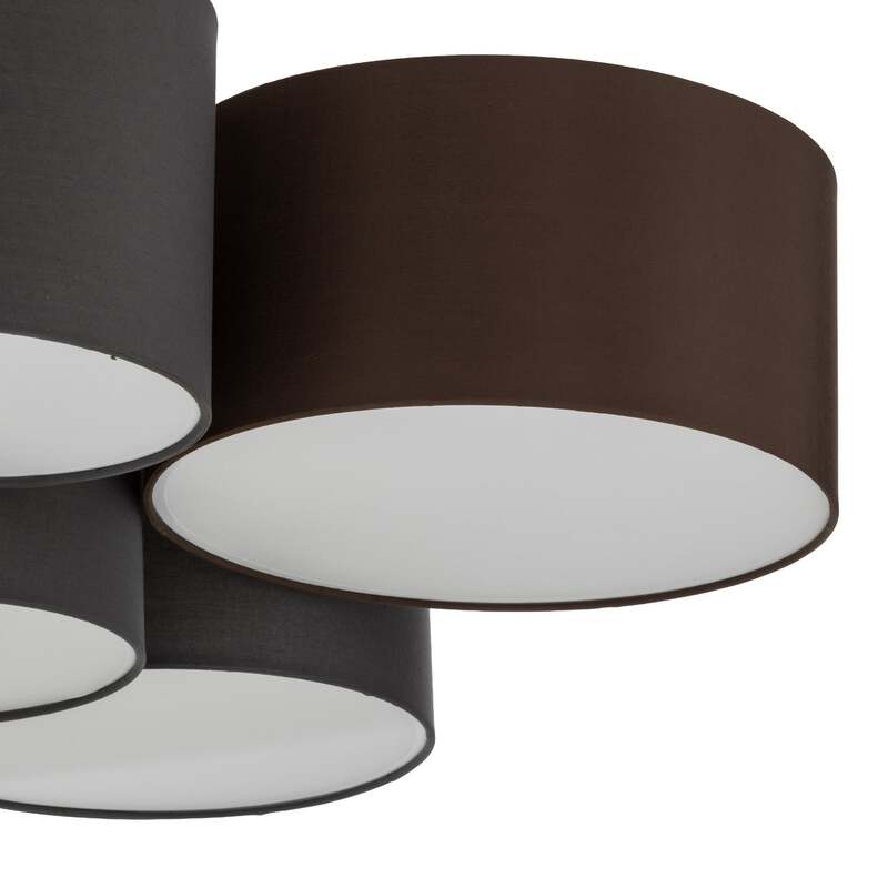 Lindby Deckenlampe Hängeleuchte Laurenz LED 6-flammig dimmbar grau/braun Ø99cm - 4251096563245