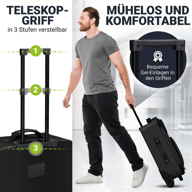 Reise Trolley Kofferset Athen 5-teilig 2 Trolleys Umhängetasche Kosmetiktaschen - 4260565527602