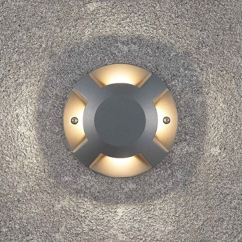 Lucande LED-Bodenstrahler Jeffrey Gartenleuchte silber 4 Lichtaustritte IP67 - 4251096569599
