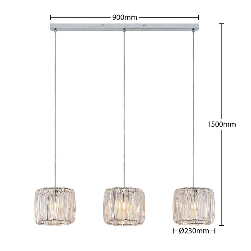Lindby Hängelampe Pendelleuchte Sofia chrom transparent Metall Acryl 3-flammig - 9627685
