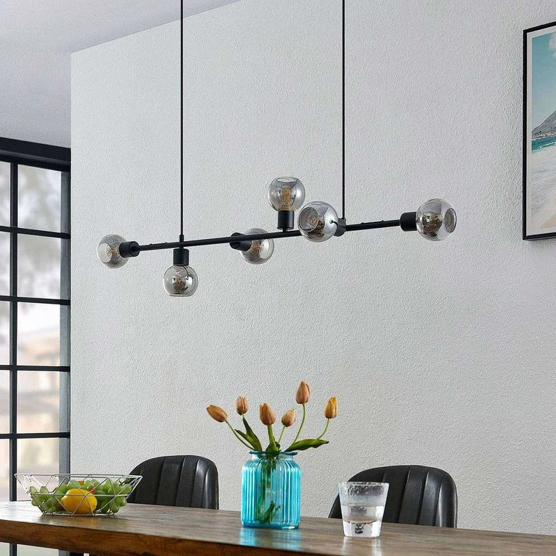 Lindby Hängeleuchte Pendelleuchte Biscala Glasleuchte schwarz rauchgrau Glas - 4251911720044