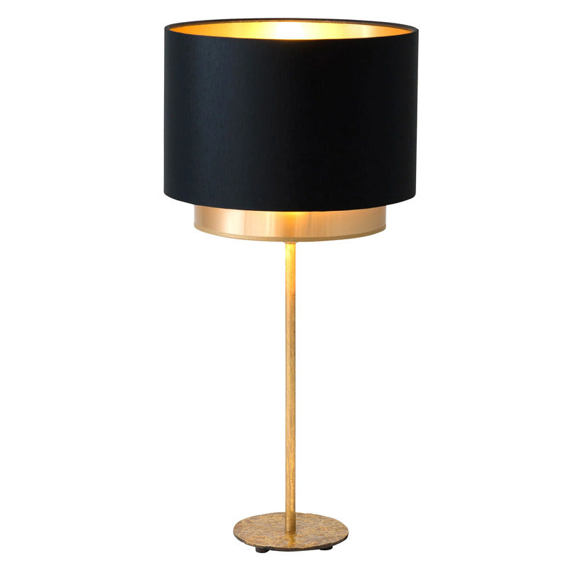 Holländer Tischleuchte Tischlampe Mattia Chintz schwarz gold Eisen Stoffschirm - 4250151346069