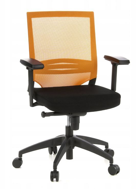 Bürostuhl Chefsessel Drehstuhl hjh OFFICE PORTO BASE Netz Stoff schwarz orange - 4260182536360
