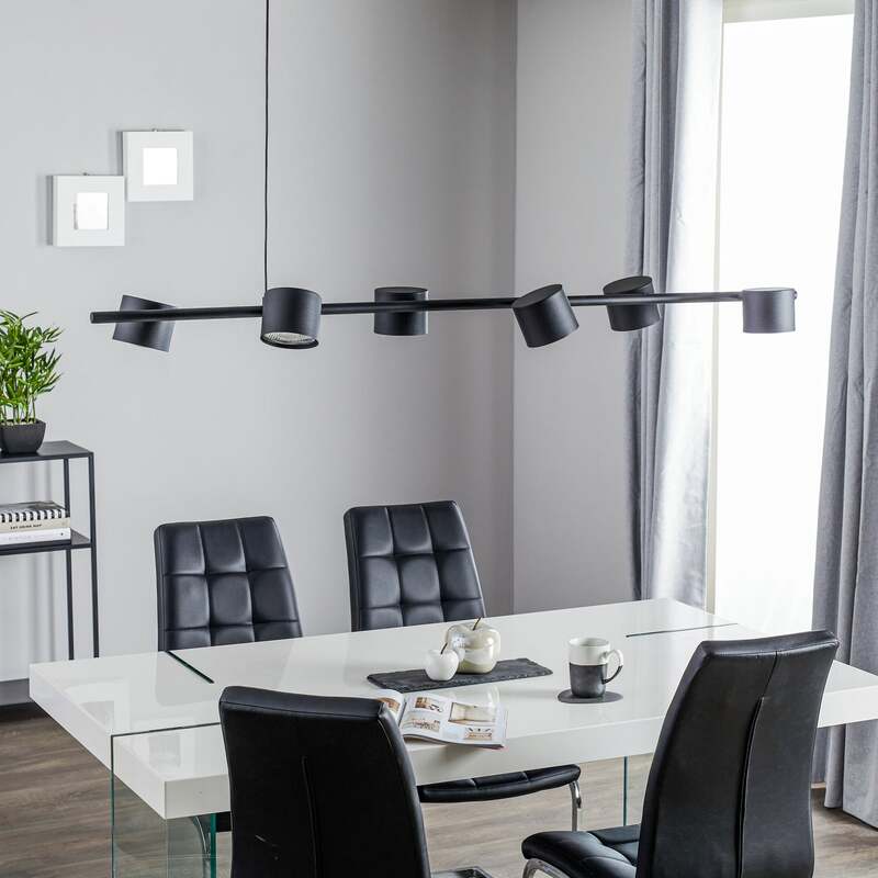 Euluna Hängeleuchte Bot LED Pendelleuchte dimmbar schwarz 6-flammig 161x34cm - 5904798652388