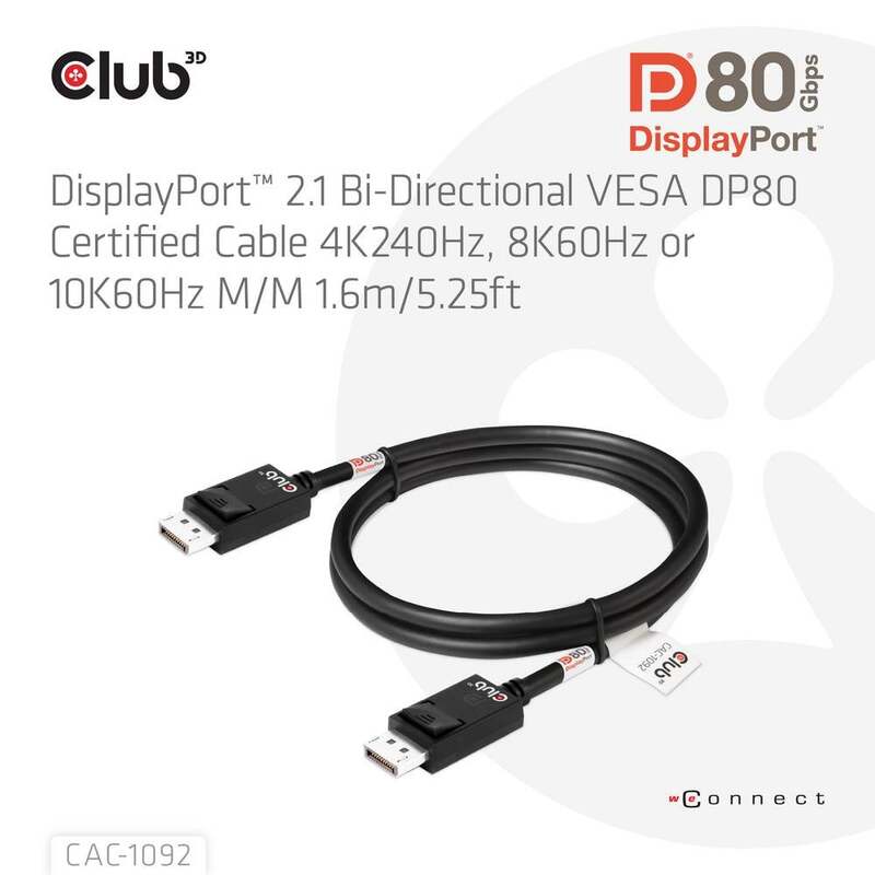 club3D DisplayPort Kabel Anschlusskabel DisplayPort CAC-1092 Schwarz 1,6 m DP - 8719214473204