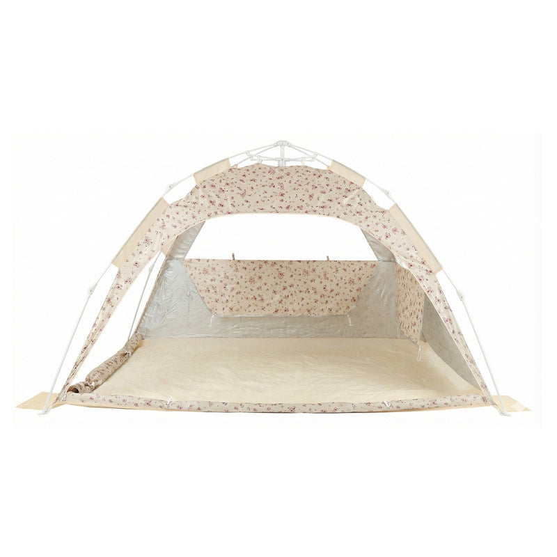 Bieco Strandzelt Vintage Flowers UV-beständig Familienzelt mit Sichtfenster 3x3m - 4005544206303