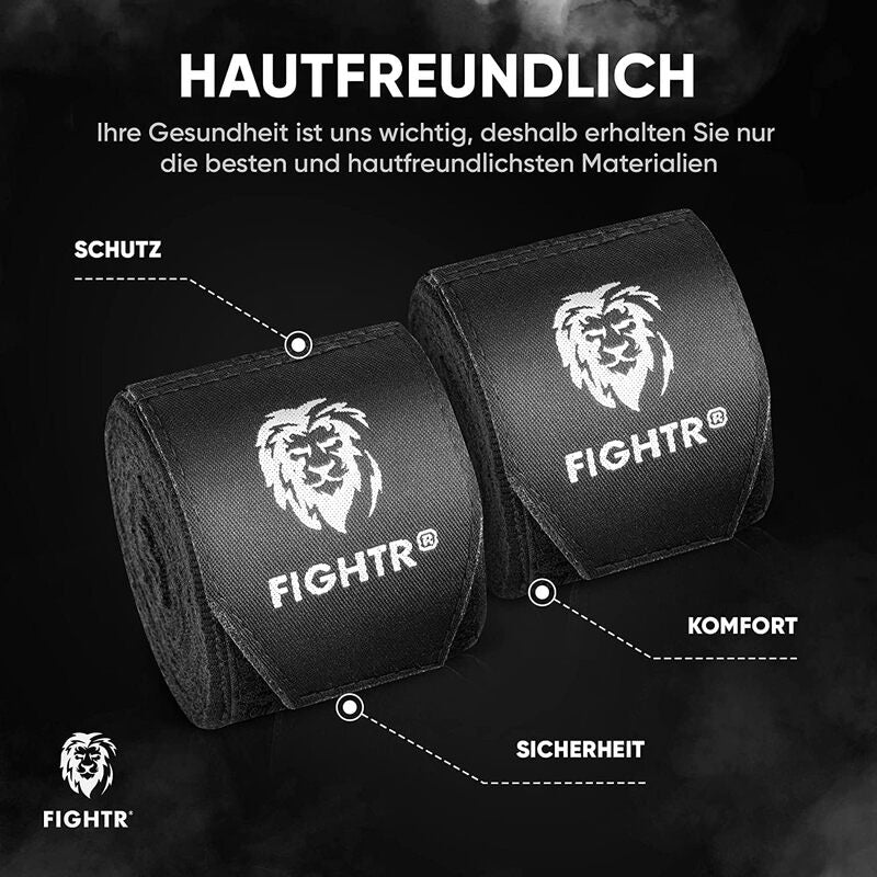FIGHTR Premium Boxing Hand Wraps for Max. Stability and Protection | 4m Semi Elastic Boxing Gloves with Thumb Loop for Boxing, MMA, Mauy Thai - - 4270000632143
