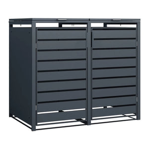 B-Ware Westmann Mülltonnenbox Kubus 2x 240l Abdeckung Gartenbox Stahl anthrazit