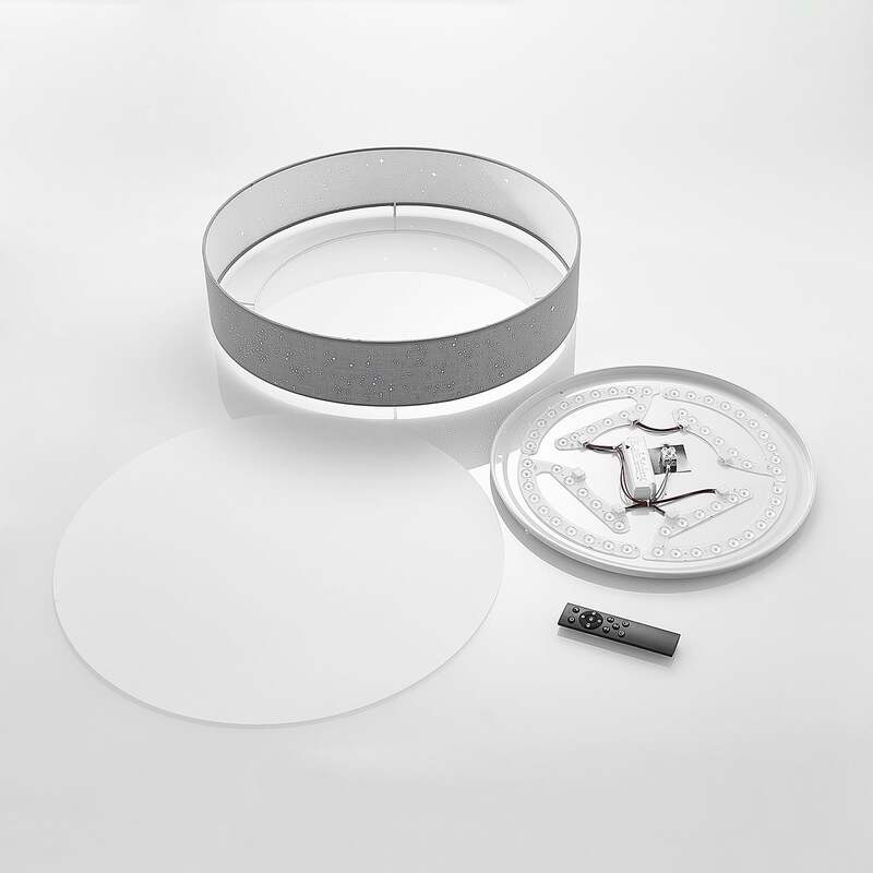 Lindby Deckenlampe Deckenleuchte Ellamina LED hellgrau Textil Wohnzimmerlampe - 4251096586596