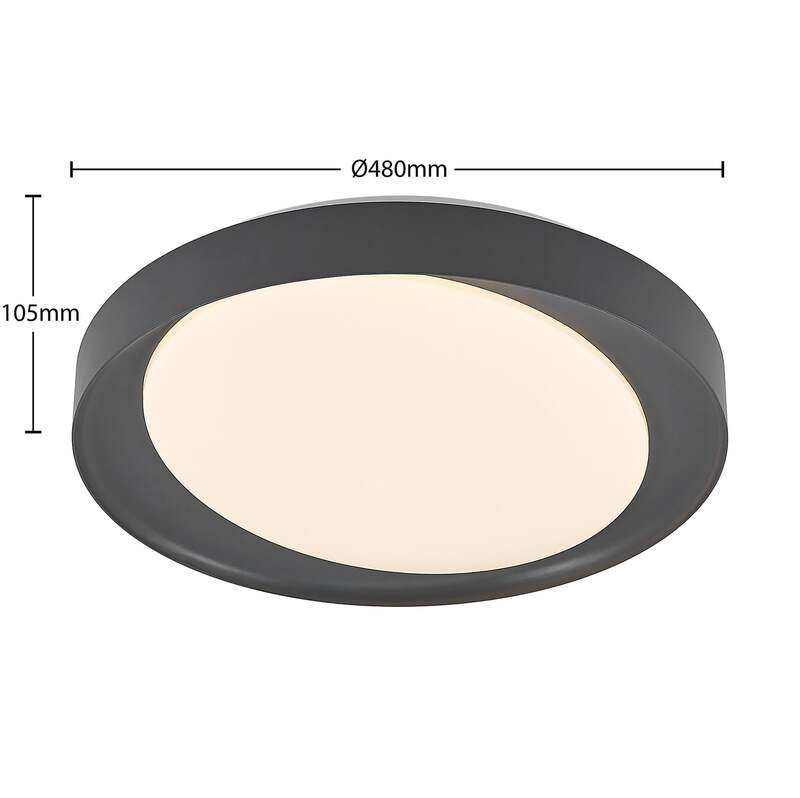 Lindby Deckenleuchte Alyano LED dimmbar RGB CCT Fernbedienung 48cm dunkelgrau - 4251096599381