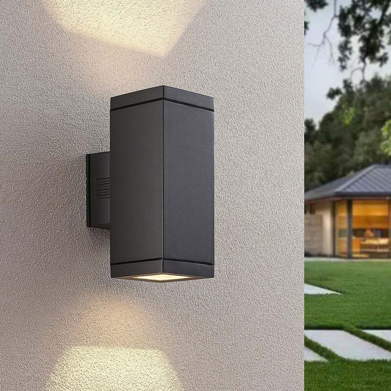 Lucande Stani Außenwandleuchte Wandleuchte Außenlampe 2-flammig E27 dunkelgrau - 4251096569353