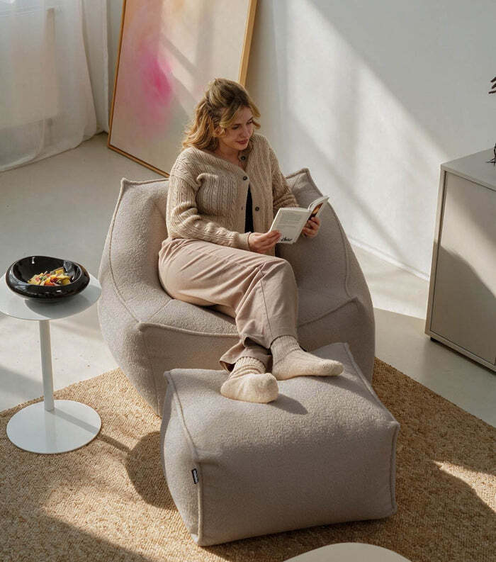 mokebo Sitzsack Bouclé Snug Sessel Relaxsessel Braun Made in Germany bequem - 4262436129649
