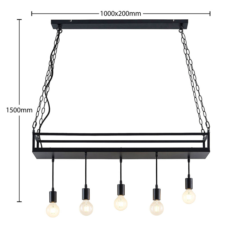 Lindby Hängelampe Hängeleuchte Kirista LED Pendelleuchte dimmbar schwarz 100cm - 4251911734829