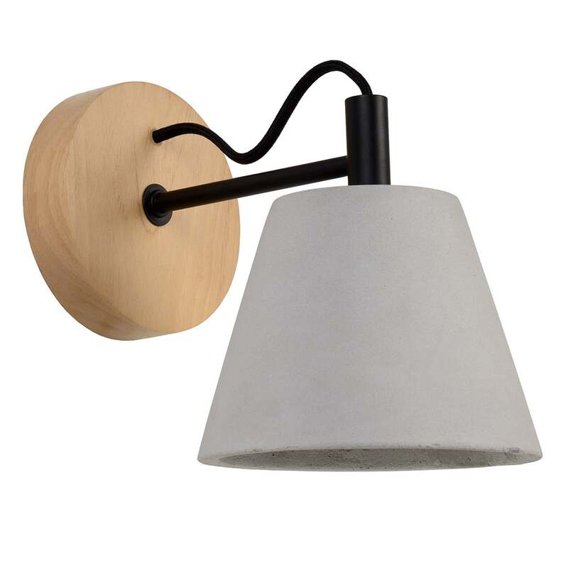 Lucide Wandleuchte Possio LED Wandlampe Beton Holz dimmbar hellgrau schwarz - 5411212030887