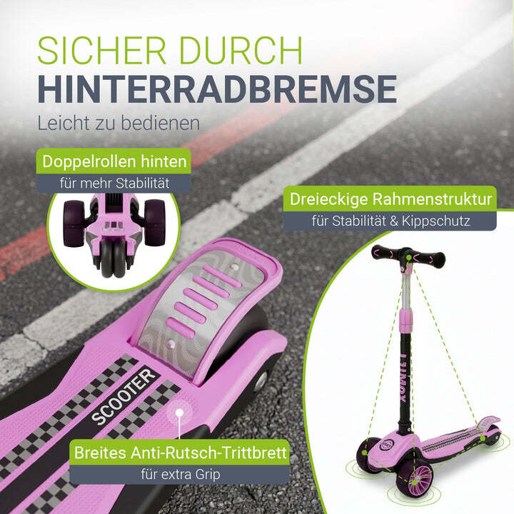 Kinderroller Lumox Roller für Kleinkinder ab 3 Jahren mit LED-Leuchträdern Rosa - 4262437187716