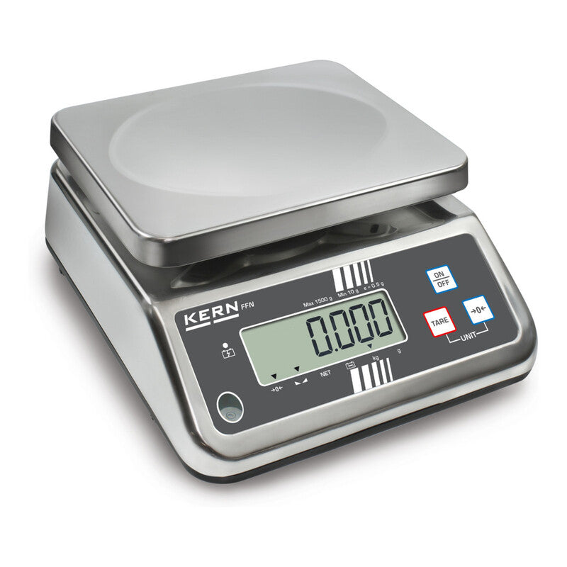 KERN Tischwaage Waage Edelstahl 15kg IP65 Akkubetrieb kompakt 230x190mm - 4045761134065