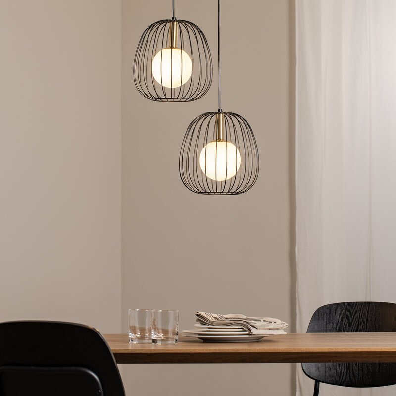 SIGMA Hängeleuchte Pendellampe Esszimmerlampe schwarz gold weiß 2flg modern193 - 5905143286432
