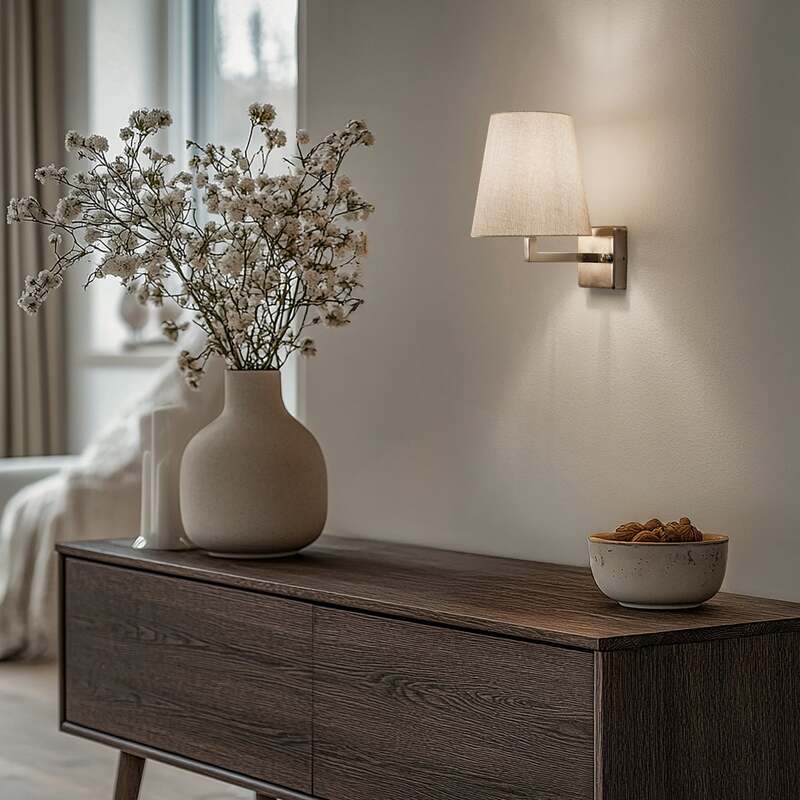Wandleuchte Profil gold creme LED Wandlampe dimmbar Metall Textil Höhe 30cm - 8684283481408
