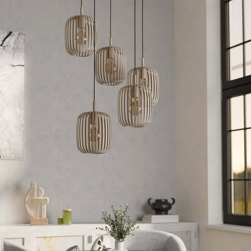 Eglo Hängelampe Romazzina Pendelleuchte Hängeleuchte sandfarben Stahl Ø50cm 5flg - 9008606299904