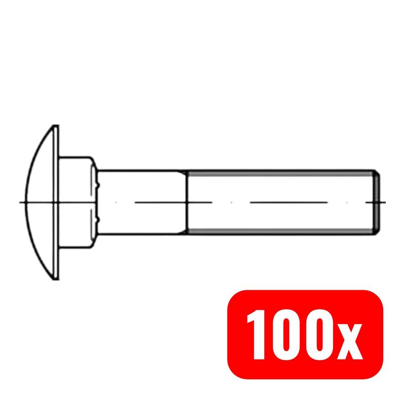 Reyher Flachrundschraube M12x80 DIN 603 Edelstahl Vierkantansatz 50 Stück - 4043952124826