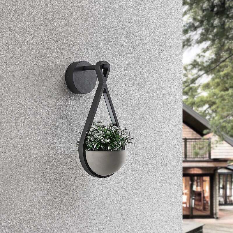 Lucande Außenwandleuchte Wandlampe LED Florka Naturstein Blumenampel Pflanzsc65 - 4251096580778
