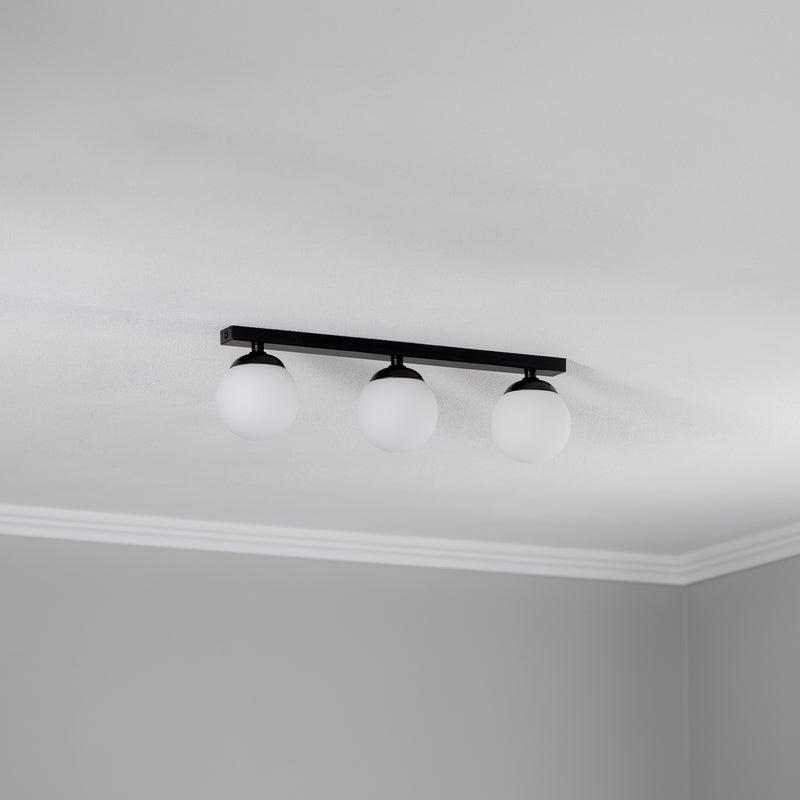 Deckenlampe Fatis 3-flammig LED Hängelampe dimmbar schwarz opalglas 60x12cm - 5902553230444