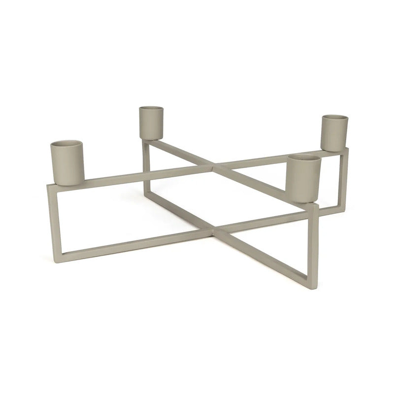 HANA Kerzenständer Halter 4Flames Stabkerzen eckig hellbeige - 4251384240230