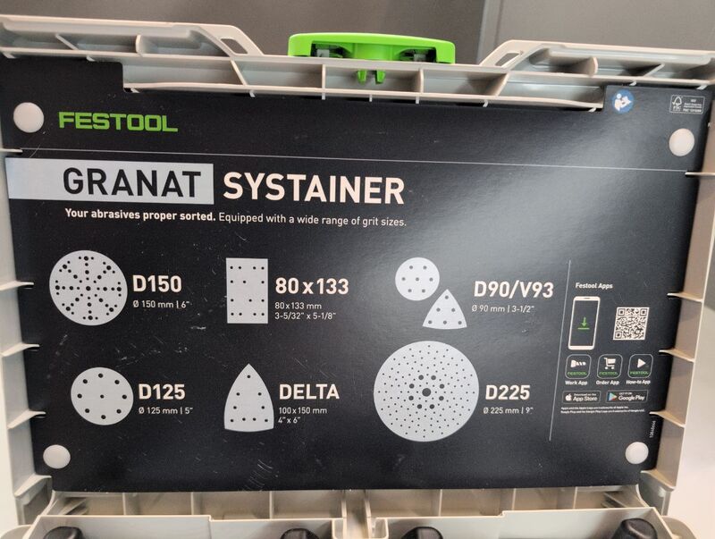 Festool Schleifmittel Schleifscheiben-Box Granat D125 GR Systainer SYS3 M 112 - 4014549440612