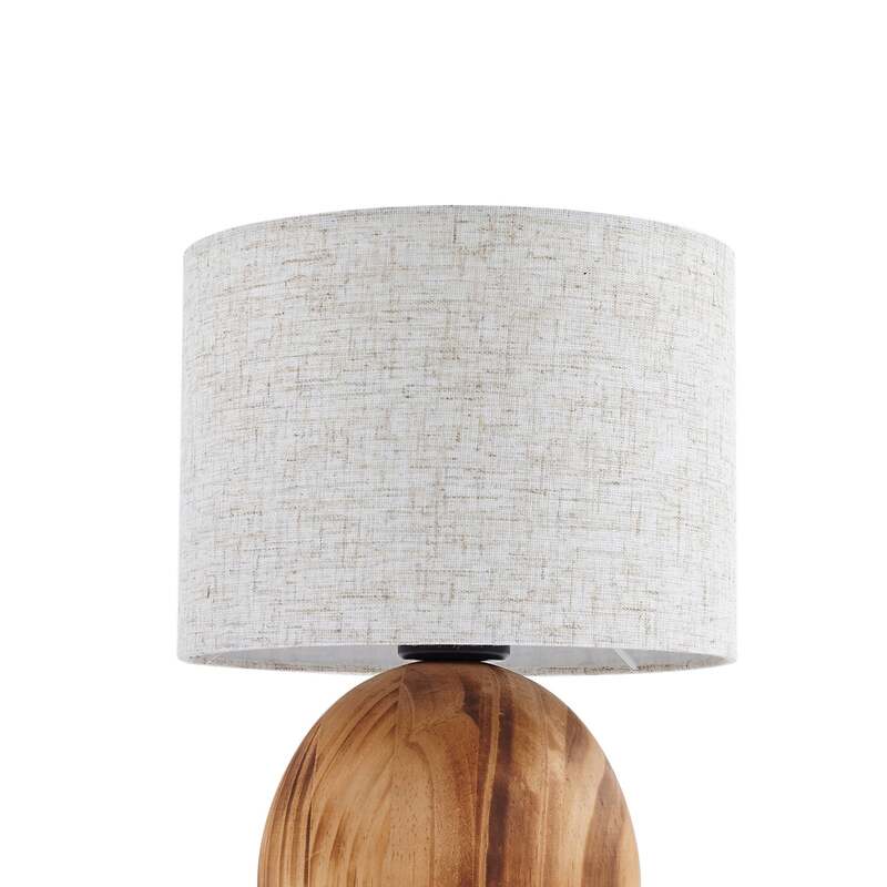 Lindby Tischleuchte Mayumi LED Lampe Leuchte Holz Textil E27 31cm hellgrau - 4251911798524