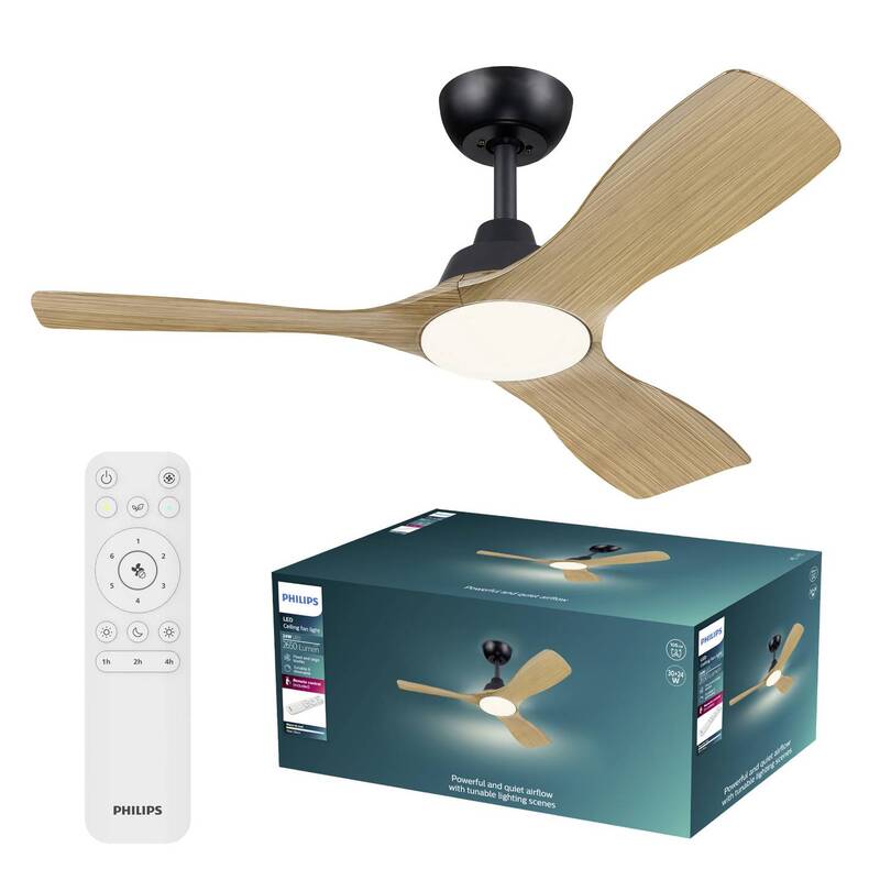 Philips Deckenventilator Ventilator Olas LED Licht Fernbedienung Braun Schwarz - 8721103095961
