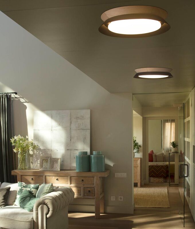 FARO BARCELONA Deckenleuchte Tender LED Lampe schwarz matt Eiche 45cm Ø 8,2cm - 8421776169784