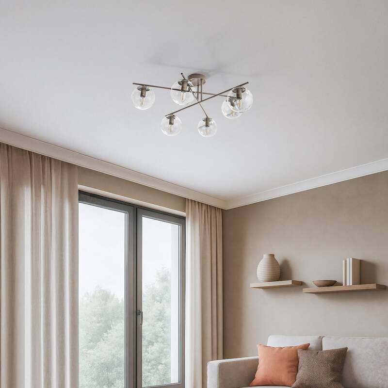 Zoe Deckenleuchte Lampe Glas beige Metall Wohnraumleuchte Deckenlampe 72 cm - 5905563000045