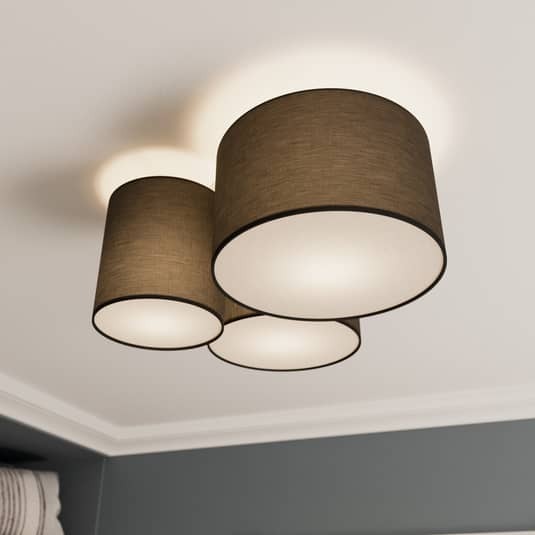 Lindby Laurenz Deckenlampe, 3-fl., grau Lampe Leuchte Deckenlampe IP20 E27 60W - 4251096585155