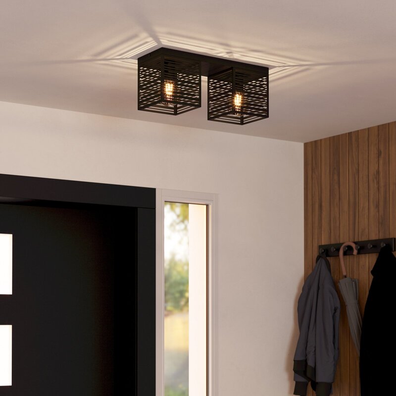 EGLO Deckenlampe Deckenleuchte Leuchte Piedritas zwei schwarze Quaderschirme - 9008606235711