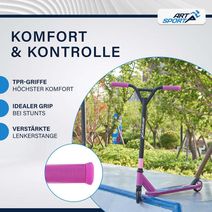 Stunt Scooter Kinder Galactic Cruiser Stunt Roller 360° Lenker 100 mm Lila - 4260565526391