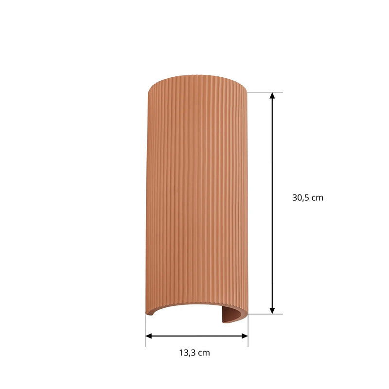 Lindby Wandleuchte Colja LED Wandlampe dimmbar terracotta Gips 30,5cm hoch - 0000010050565