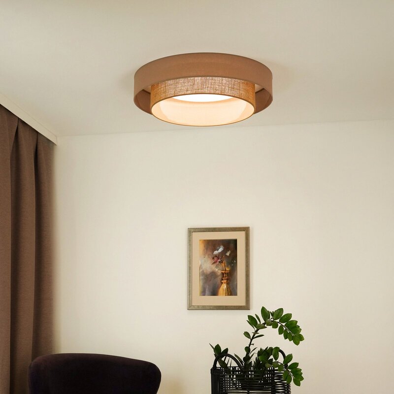 Duolla Deckenleuchte Deckenlampe LED Textil braun Luneta Fernbedienung dimm649 - 5905317606363