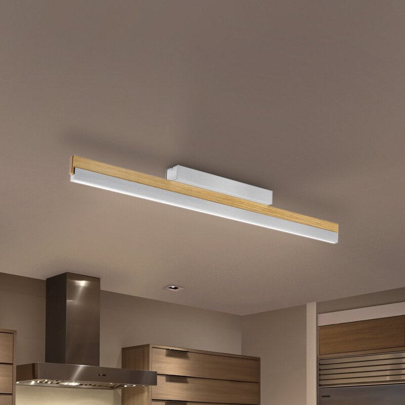 Quitani Deckenleuchte Deckenlampe LED Keijo Eiche Nickel Matt Holz Lampe Wohnzim - 4251911762129