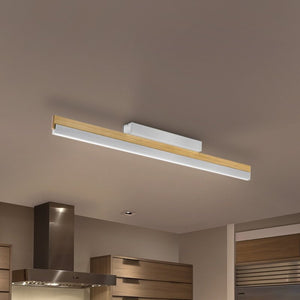 B-Ware Quitani Deckenleuchte Deckenlampe LED Keijo Eiche Nickel Matt Holz Lampe Wohnzim