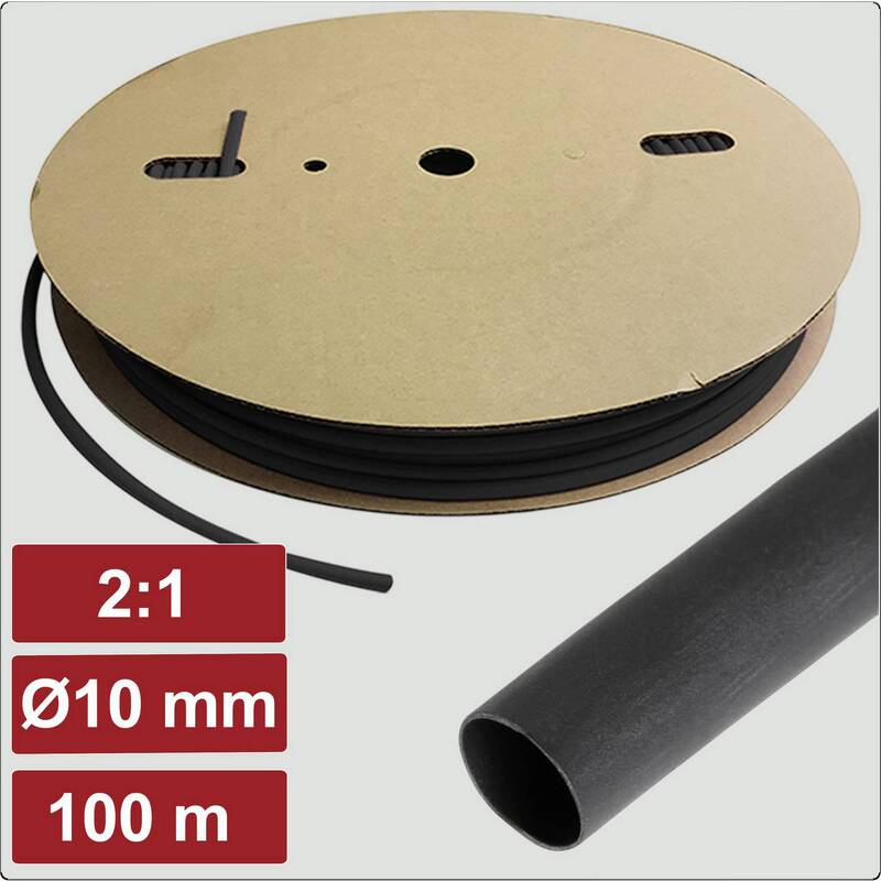 Electronic Garage Schrumpfschlauch ohne Kleber 10mm 100m schwarz 2:1 PE - 4262511623031