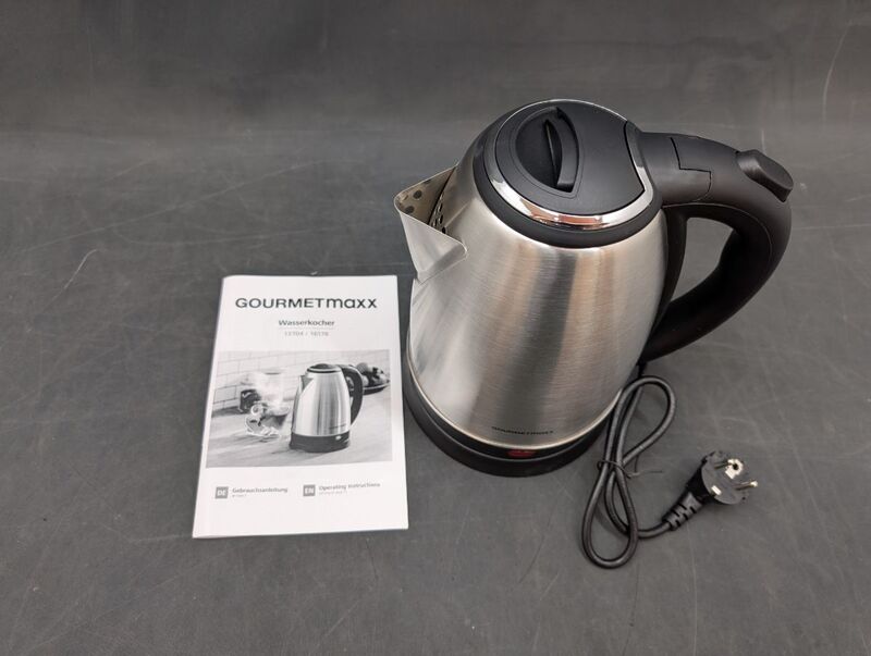 GourmetMaxx Wasserkocher schnurlos Edelstahl Schwarz Fassungsvermögen: 1.8 L - 4067522046653