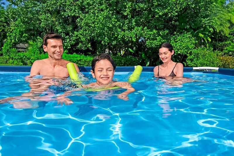 Bestway Stahlrahmen Pool eckig 300x201x66cm blau 3300l Gartenpool Schwimmen - 6941607327999
