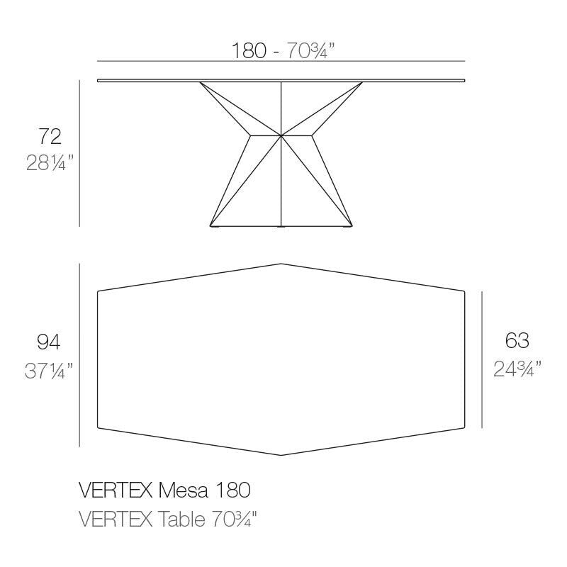 Vertex Gartentisch Tisch Outdoor 94x180cm weiß matt 94x180x72 cm Tischmöbel - 8412524087238