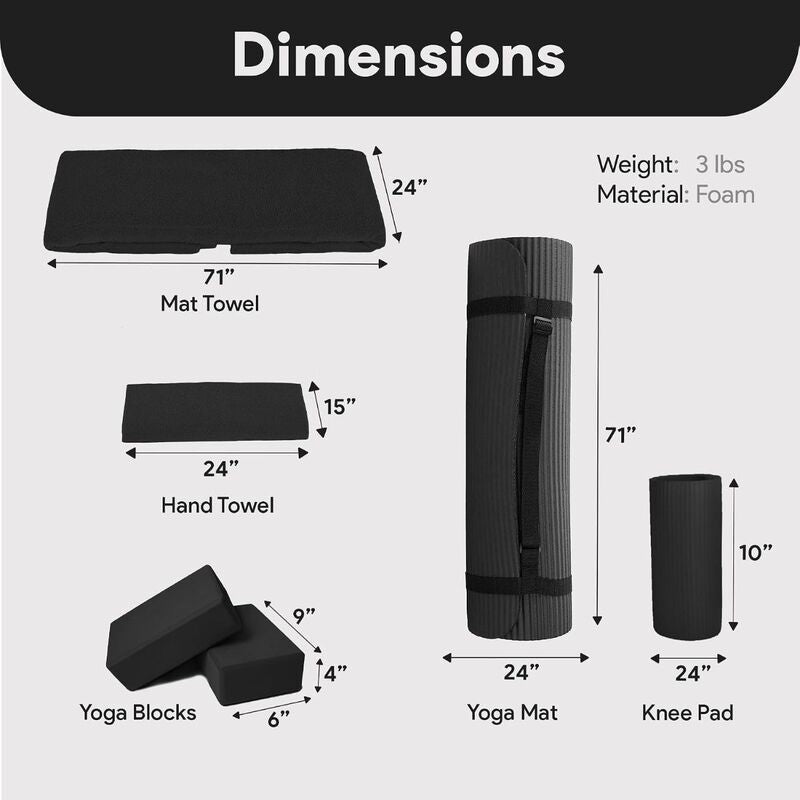 BalanceFrom Yoga Set 7-teilig mit Matte Blöcken Handtüchern und Gurt Fitness - 0810963031092