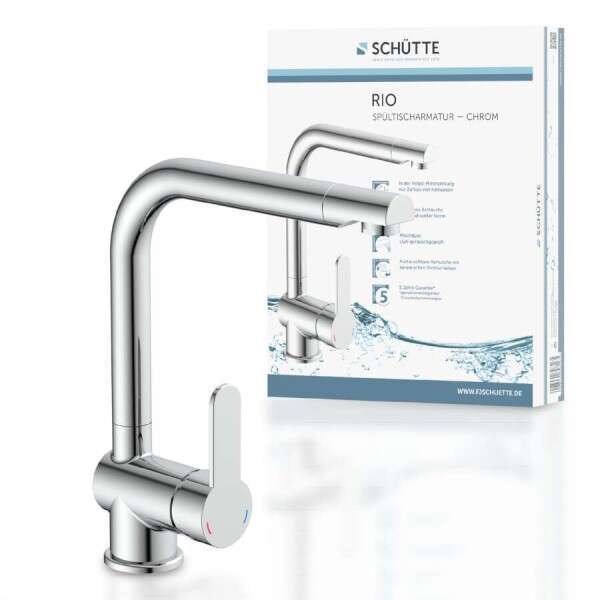 SCHÜTTE Spültischarmatur Rio chrom Küchenarmatur Mischbatterie 360° 298x57mm - 4008431798165