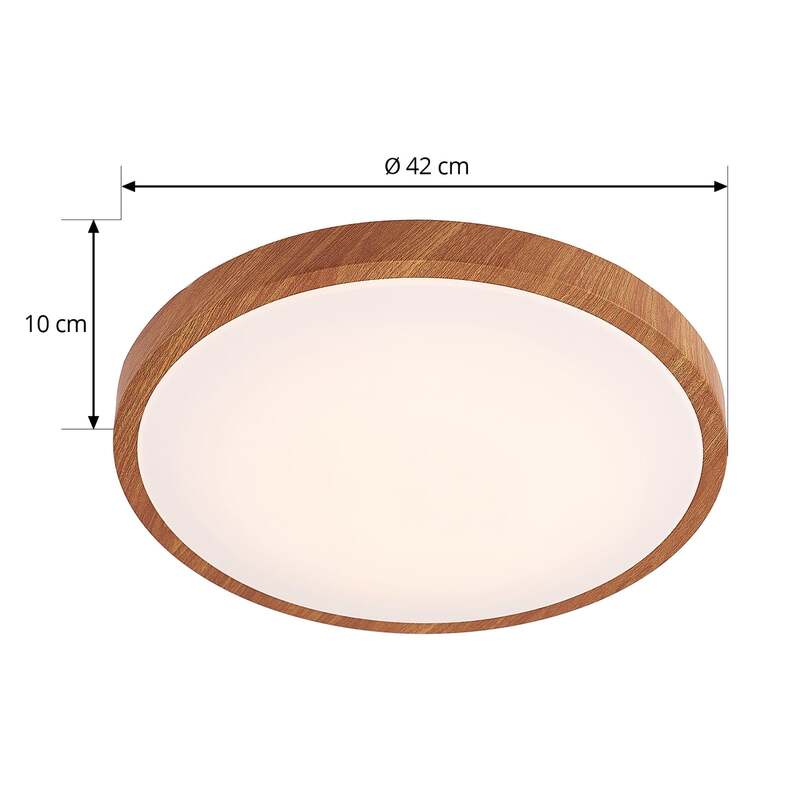 Lindby Deckenleuchte Mynte LED Lampe Leuchte warmweiß Holzoptik Ø42cm 3000K - 4251911700404